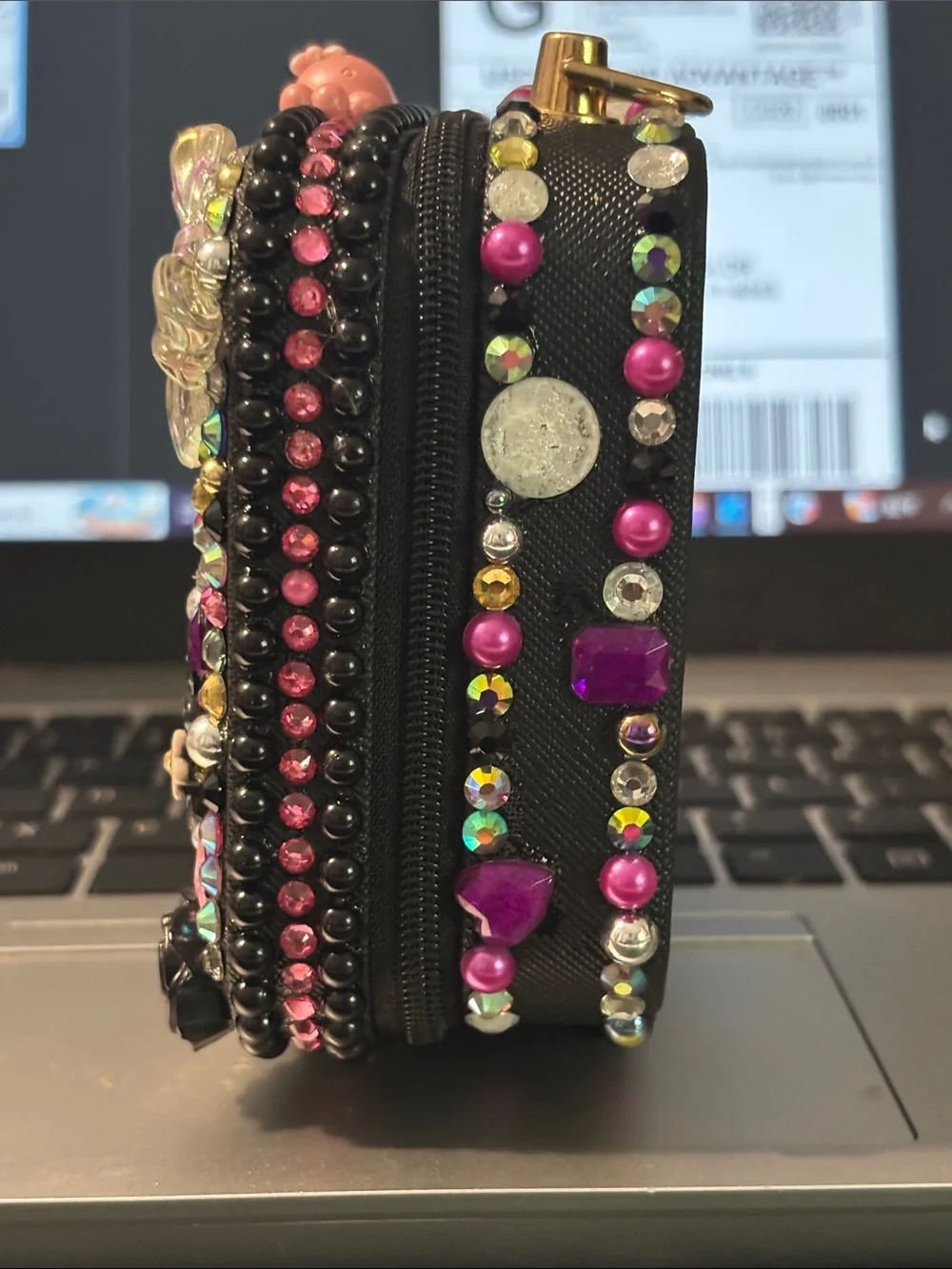 Girls Blinged Doggie Jeweled Crossbody Bag